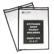 C-Line Products Shop Ticket Holders, Stitched, Both Sides Clear, 11 x 17, 25/BX