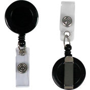 C-Line Products Retracting ID Card Reels,Belt Clip with Snap-on ID Strap, Black, 25/BX