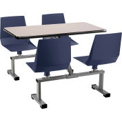 NPS® Cluster Swivel Booth, 24"x48", Particleboard Core/T-Mold, Navy Seat, Gray Top
