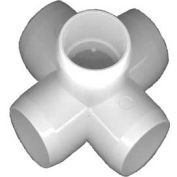 5 Way X Fittings, 1-1/2"Dia., Furniture Grade Pvc, White - Pkg Qty 15