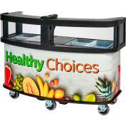 Cambro Vending Cart with Healthly Cart Laminated Wrap & Sneeze Guard, 75 1/8" x 33-1/2" x 53 1/8