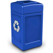 PolyTec™ Recycling Can w/Square Open Top, 42 Gallon, Blue