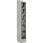 Digilock® LockUp 6-Tier 6 Door Electronic Locker w / Clear Door, 12"Lx18"Dx82"H, gris, assemblé