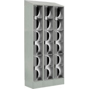 Digilock® LockUp 3-Tier 9 Door Electronic Locker w / Clear Door, 36"Lx18"Dx82"H, gris, assemblé