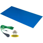 Desco Trustat B80 16313 Vinyl Mat avec Ground 30"D x 72"W - Bleu