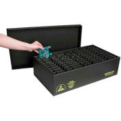 Protektive Pak 37227 ESD In-Plant Handle Container Fixed Dividers & Lid Cell Size 2-1/2x7-1/4x1-3/4 - Pkg Qty 5