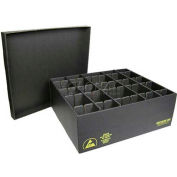 Boîte de manutention en usine ESD Protektive Pak 38829, avec cloisons et couvercles, 7 compartiments, compartiments de 8 x 19-3/4 x 2-1/4, qté par paquet : 5