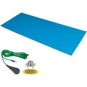 Desco Dual Layer Rubber Mat 66211 with Ground 24"D x 36"W - Light Blue