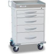 Detecto® Rescue Series General Purpose Medical Cart, White Frame with 5 White Drawers
