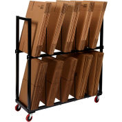 Dehnco 2 Tier Carton Rack w/ 8 Dividers, 54-1/2"L x 18"W x 52"H, Black & White
