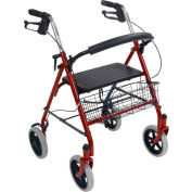 Ambulateur Drive Medical 10257RD-1, 4 roues, support pour le dos repliable et amovible, rouge