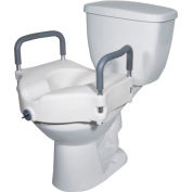 Siège de toilette à hauteur surélevée Drive Medical RTL12027RA avec accoudoirs rembourrés amovibles, siège standard
