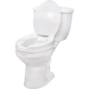 Drive Medical 12065 Raised Toilet Seat with Lock and Lid, Standard Seat, 4" Height