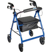 Aluminum Rollator with 6" Casters, Fold Up and Removable Back Support, Padded Seat, Blue