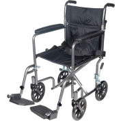 Conduisez medical TR37E-SV Lightweight Steel Transport Wheelchair, Fixed Full Arms, 17" Siège