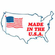 Étiquettes en papier avec impression « Made In The USA », 3"L x 2"W, blanc / rouge / bleu, rouleau de 500