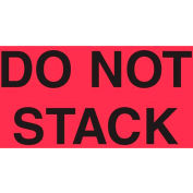 Étiquettes en papier avec impression « Ne pas empiler », 5"L x 3"W, rouge fluorescent et noir, rouleau de 500