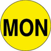 2" Dia. Round Paper Labels w/ "Mon" Print, Bright Yellow & Black, Roll of 500