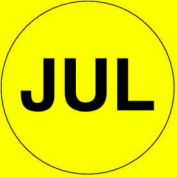 2" Dia. Round Paper Labels w/ "Jul" Print, Bright Yellow & Black, Roll of 500