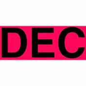 Étiquettes rondes en papier 2 » dia. avec impression « Déc », rouge et noir fluorescent, rouleau de 500