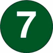 2" Dia. Round Paper Labels w/ "7" Print, Standard Green & White, Roll of 500