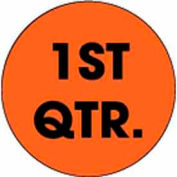 3" Dia. Round Paper Labels w/ "1st Quarter" Print, Fluorescent Orange & Black, Roll of 500