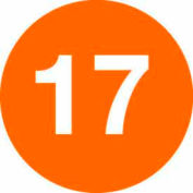 2 » Dia. Étiquettes rondes en papier w / « 17 » Impression, Orange &Blanc, Rouleau de 500