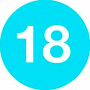 2 » Dia. Étiquettes rondes en papier w / « 18 » Impression, Bleu clair &Blanc, Rouleau de 500
