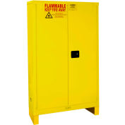 Global Industrial Flammable Cabinet W/Legs, Manual Close Double Door, 45 Gal., 43"Wx18"Dx69"H