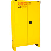 Global Industrial Flammable Cabinet W/Legs, Self Close Double Door, 45 Gal., 43"Wx18"Dx69"H