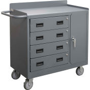 Durham Mfg. Mobile Bench Cabinet, 4 Drawers, 41-7/8"W x 18-1/8"D, Gray