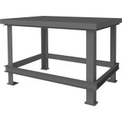 Durham Mfg. Stationary Machine Table W/ Shelf, Steel Square Edge, 48"W x 36"D x 34"H, Gray