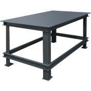Durham Mfg. Stationary Machine Table W/ Shelf, Steel Square Edge, 48"W x 36"D, Gray