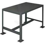 Durham Mfg. Stationary Machine Table W/ Shelf, Steel Square Edge, 48"W x 24"D x 36"H, Gray