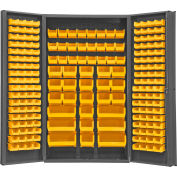 Bac de rangement au Durham armoire SJC-PDLB-192-95 - 192 jaunes velcro sur bacs 48" W x 24 H « D x 84"