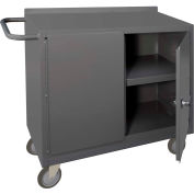 Durham Mfg. Armoire de banquette mobile, 2 portes de verrouillage, 1 étagères, 42-1/8"W x 18-1/4"D, gris