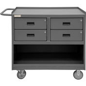 Durham Mobile Bench Cabinet - Steel Top, 4 Locking Drawers - 42-1/8"W x 24-1/4"D x 36-3/8"H