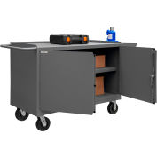 Durham Mfg. Armoire de banc de service mobile, bord carré en acier, 66-1/8"L x 24-1/4"D