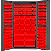 Global Industrial™ Bin Cabinet Deep Door - 132 Red Bins, 16 Ga. All-Welded Cabinet 36 x 24 x 72