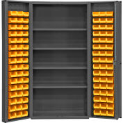 Global Industrial™ Bin Cabinet Deep Door - 96 Yellow Bins, 16 Ga. All-Welded Cabinet 36x24x72