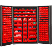 Global Industrial™ Bin Cabinet Deep Door - 176 Red Bins, 16 Ga. All-Welded Cabinet 48 x 24 x 72