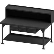 Durham Extra Heavy-Duty Storage Workbench - Steel Top, Riser & 6 Drawers - 72"W x 36"D x 50-7/8"H