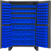 Global Industrial™ Bin Cabinet Flush Door - 171 Blue Bins, 16 Ga. All-Welded Cabinet 48x24x78