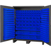 Global Industrial™ Bin Cabinet Flush Door - 264 Blue Bins, 16 Ga. All-Welded Cabinet 72x24x84