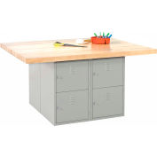 Atelier woodcrafts diversifié 4 Station, 8 casiers horizontaux, 64"W x 54"D, Gris