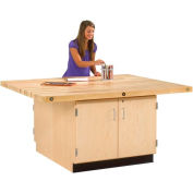 Diversified Spaces 4 Station Workbench, 2 Cabinets, 64"W x 54"D, Tan