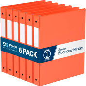 Classeur Davis Group Premium Economy Non-View, Contient 200 feuilles, Anneau rond de 1 po, Orange, paquet de 6