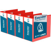 Davis Group Easyview® Premium View Binder, Holds 1000 Sheets, 5" D-Ring, Red, Pack of 4