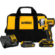 DeWALT® 20V MAX Cordless Impact Driver Kit, 1/4 », Brushless, Li-Ion, 1500 in-lbs, Var Speed