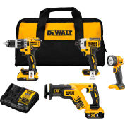 DeWALT® 20V MAX XR® Kit combo sans fil à 4 outils, Brushless, Li-Ion